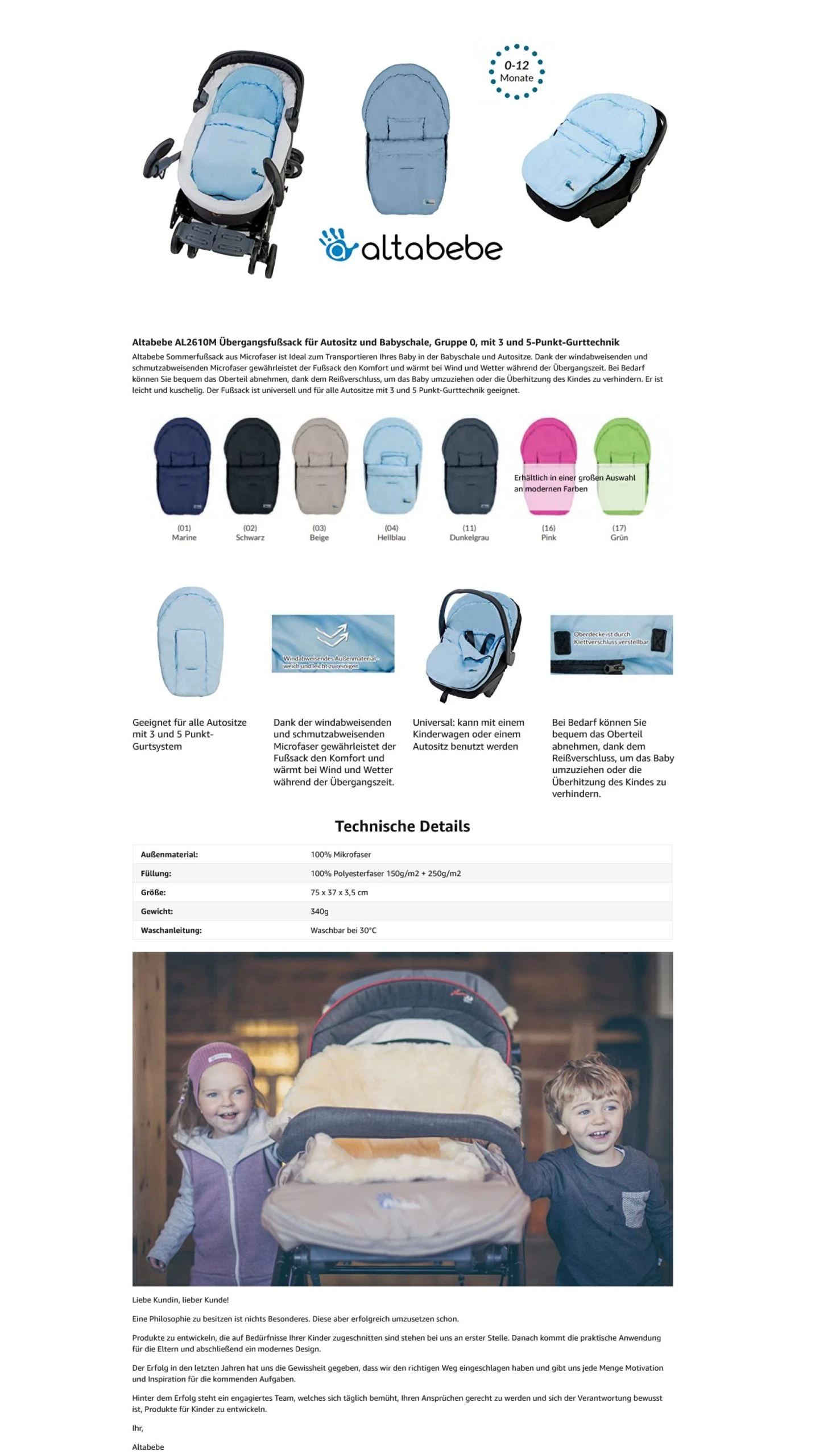 Altabebe Sommerfußsack Car Seat In Hellblau – Bild 4