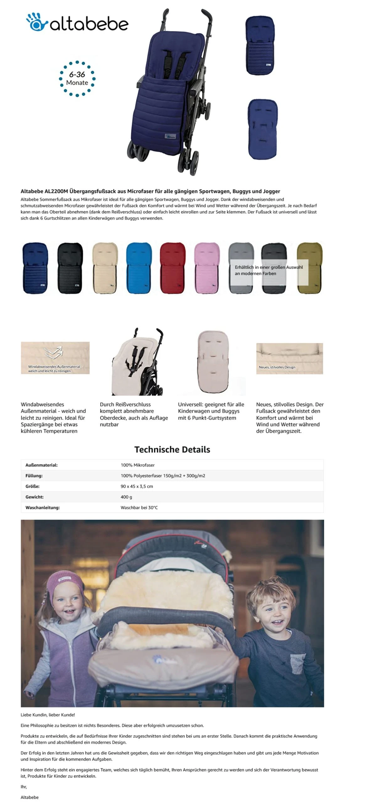 Altabebe SommerfuĂsack "Micro" In Mittelblau â Bild 3