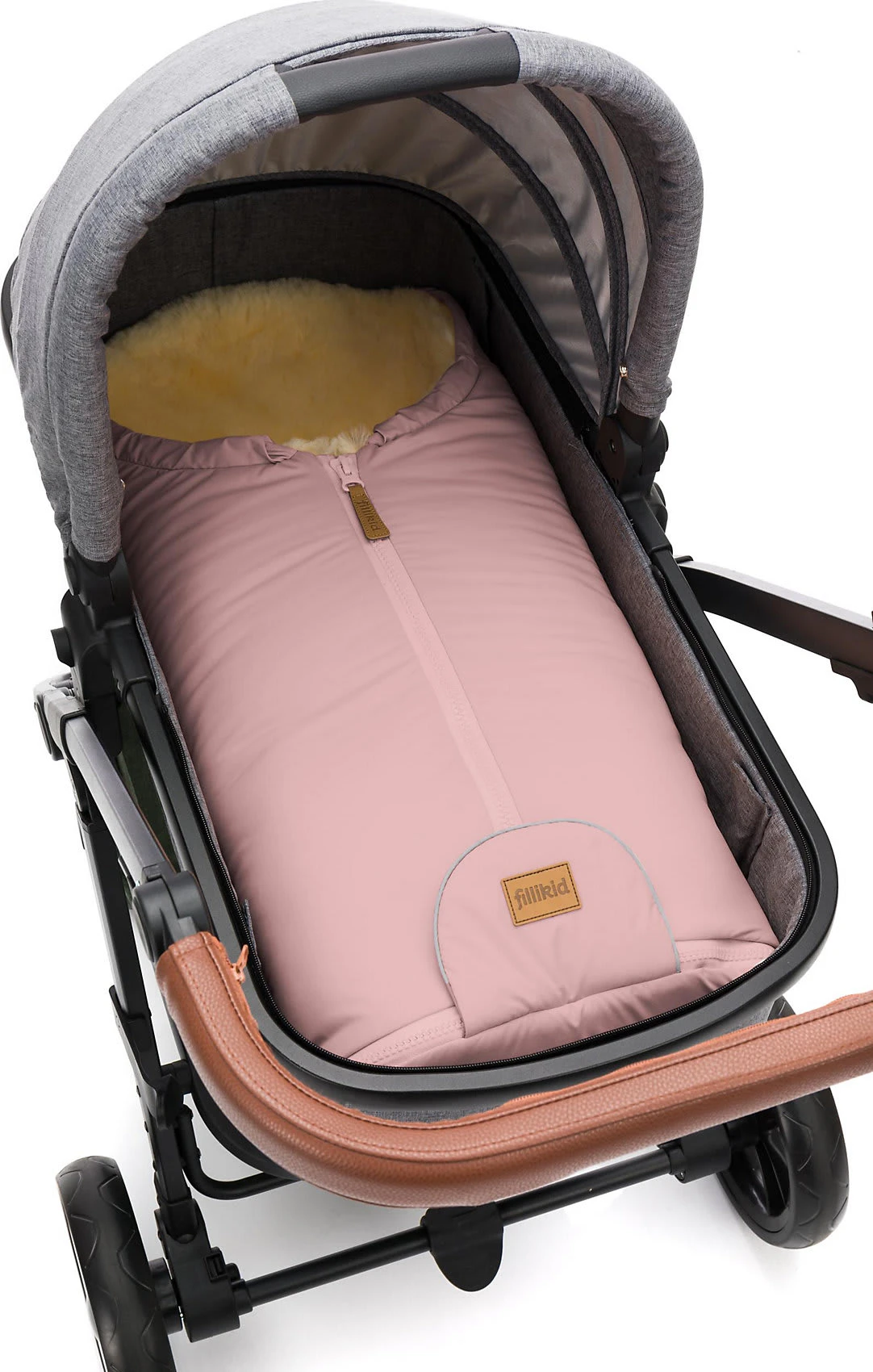 Fillikid WinterfuĂsack Pamir Gr. 0 Echtfell Altrosa â Bild 2