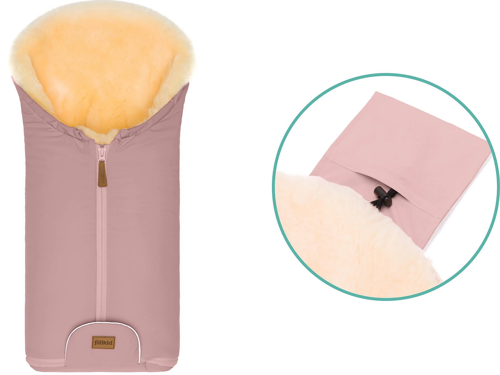 Fillikid WinterfuĂsack Pamir Gr. 0 Echtfell Altrosa â Bild 9
