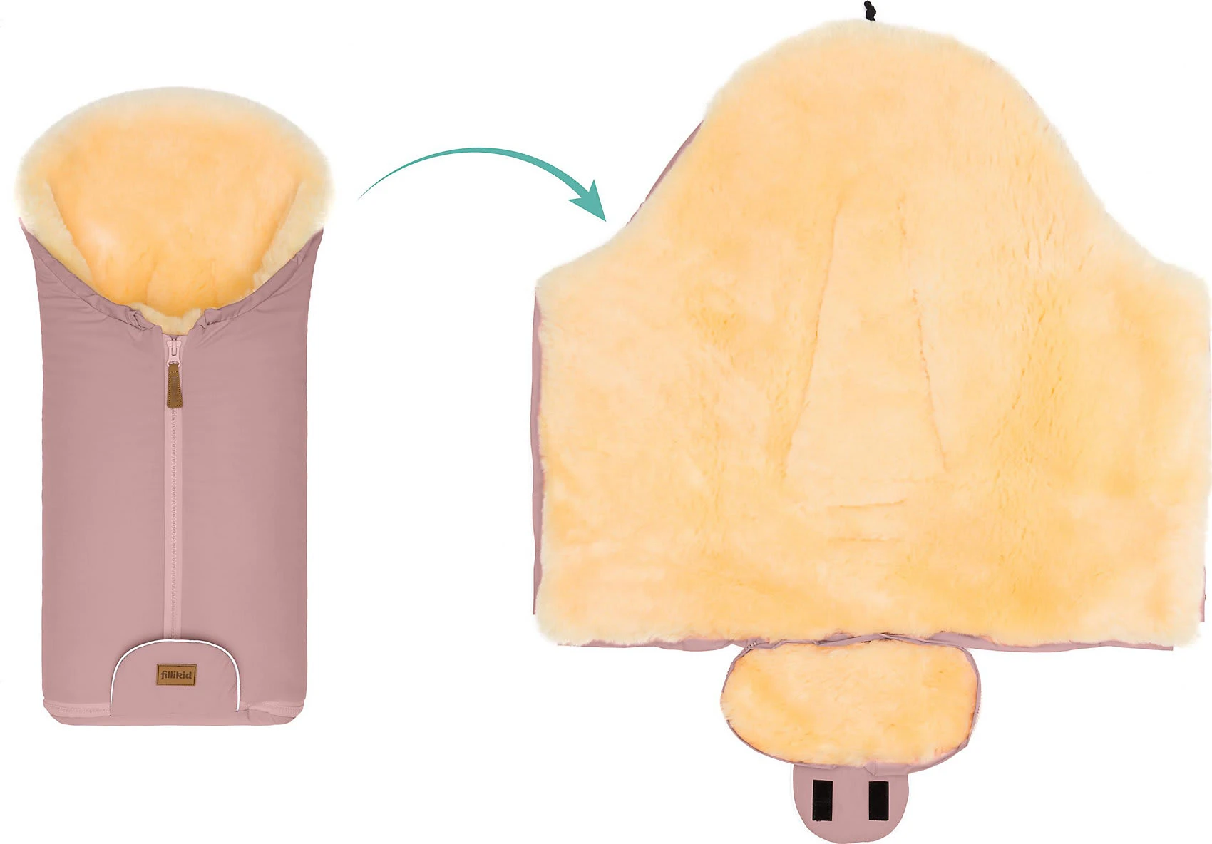 Fillikid WinterfuĂsack Pamir Gr. 0 Echtfell Altrosa â Bild 10