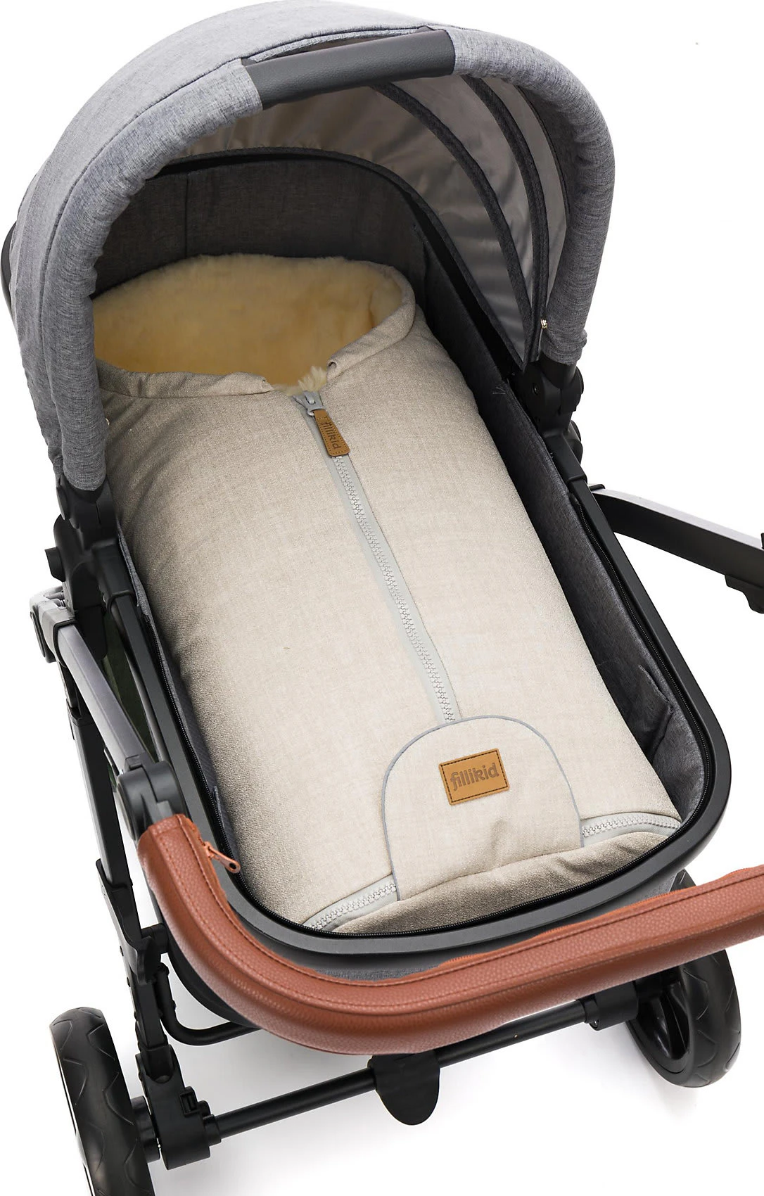 Fillikid WinterfuĂsack Pamir Gr. 0 Echtfell Sand Melange â Bild 2