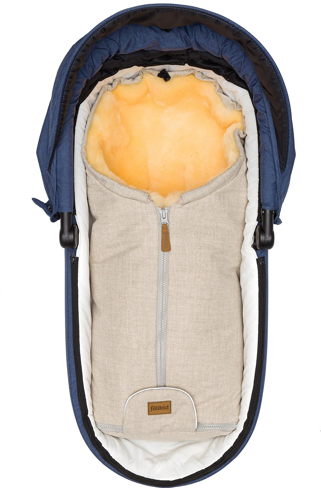 Fillikid WinterfuĂsack Pamir Gr. 0 Echtfell Sand Melange â Bild 4