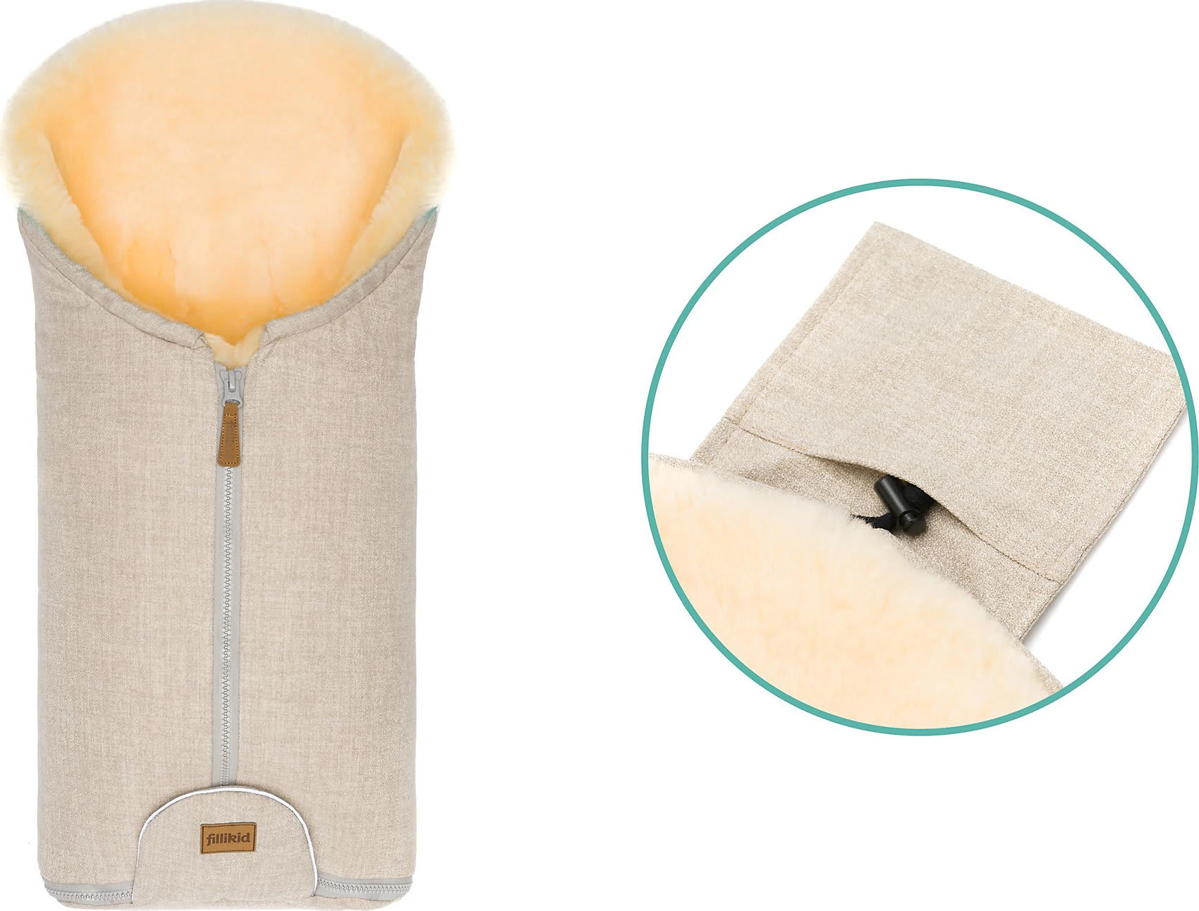 Fillikid WinterfuĂsack Pamir Gr. 0 Echtfell Sand Melange â Bild 9