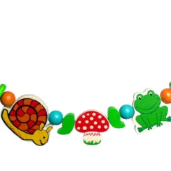 Hess Holzspielzeug Wagenkette "Frosch/Pilz" In Bunt