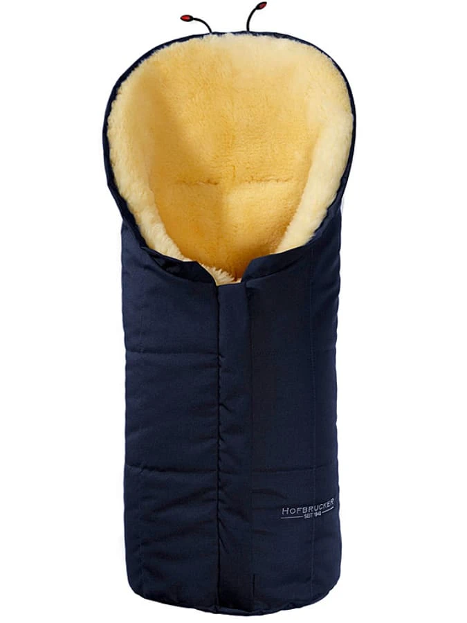 Hofbrucker Lammfell-FuĂsack In Dunkelblau - (L)80 X (B)34 Cm