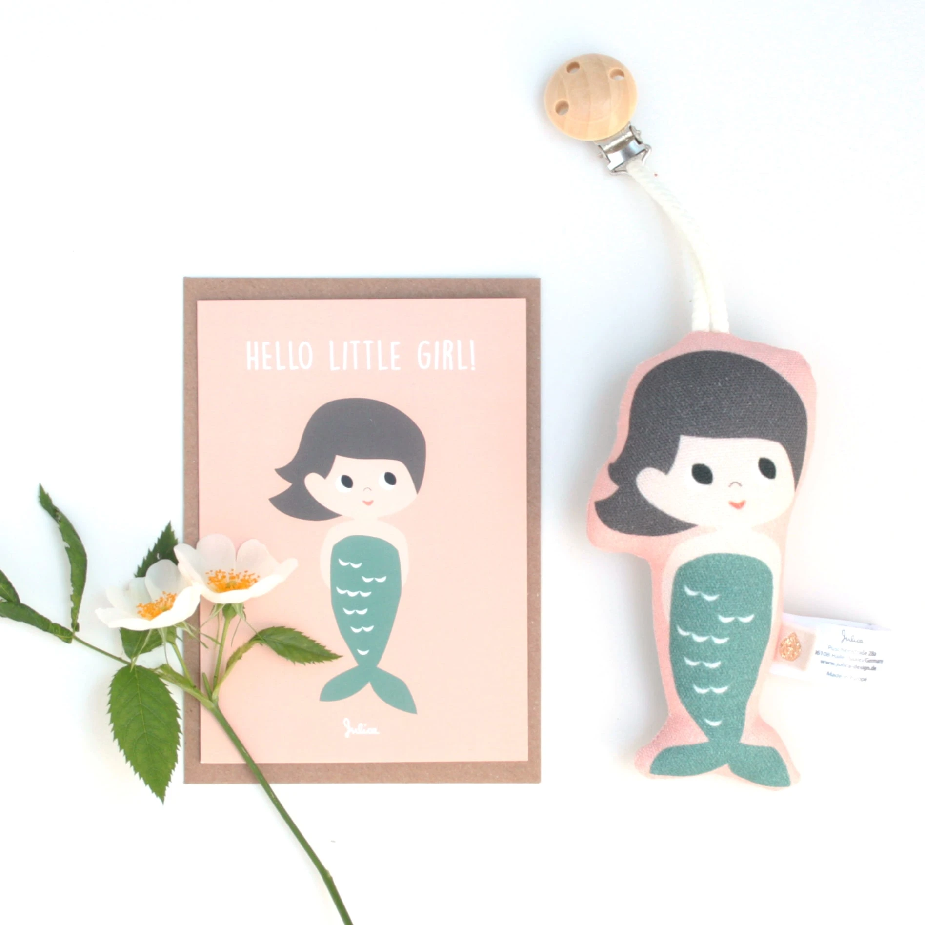 Julica Kinderwagen-Clip "Meerjungfrau" In Bunt - Mit Geschenkkarte – Bild 3